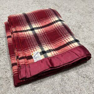 VTG Warmbilt Lifetime Blanket Minnesota Woolen Co Red Wool Plaid Blanket 87x71